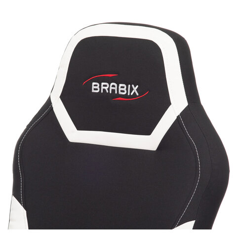 Кресло компьютерное BRABIX "Alpha GM-018", ткань/экокожа, черное/белое, 532640, GM-018_532640 - фото 6