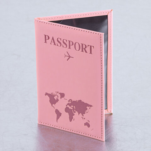 Обложка для паспорта "Passport map", экокожа soft-touch, розовая, STAFF, 238759 - фото 1