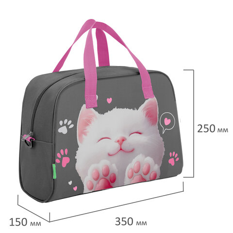 Сумка для занятий BRAUBERG KIDS с ручками, с плечевым ремнем, подкладка, 35x25x15 см, "Кот-мурлыка", 274629 - фото 7