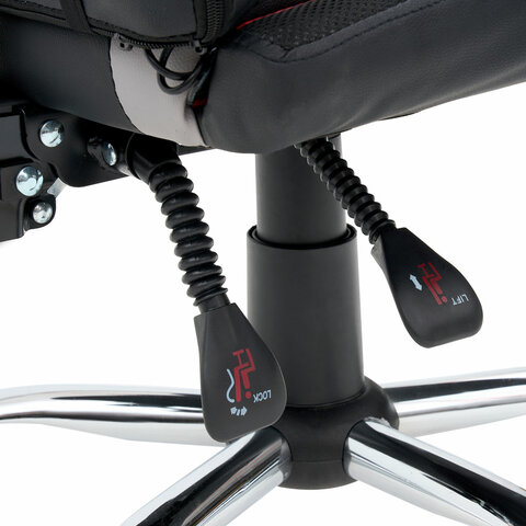 Кресло компьютерное CROMEX (КРОМЕКС) "Quantum GM-155 RGB", подсветка, две подушки, экокожа, черное/красное/серое, 532955 - фото 16