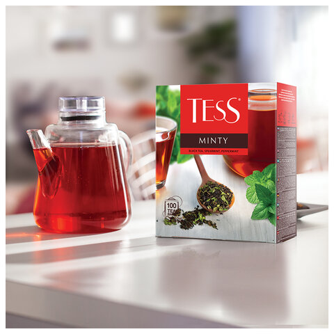 Чай TESS "Minty" черный с мятой, 100 пакетиков в конвертах по 1,5 г, 1663-09 - фото 2