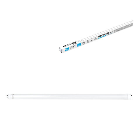 Лампа-трубка светодиодная SONNEN EXTRA, 9 (18) Вт, G13, 30000 ч, 60 см, холодный белый, LED T8-9W-6500-G13, 457938 - фото 1