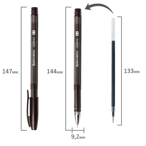 Ручка гелевая BRAUBERG "Gel Tone", ЧЕРНАЯ, корпус тонированный, игольчатый узел 0,5 мм, линия письма 0,35 мм, 141517 - фото 5
