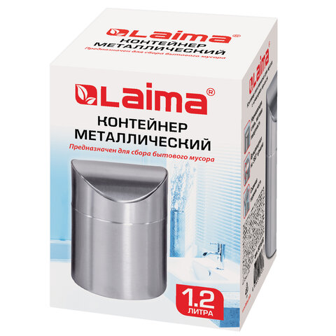 Урна настольная 1,2 литра для мусора с качающейся крышкой, d 12х16,5 см, нержавеющая сталь, LAIMA, 601618 - фото 6