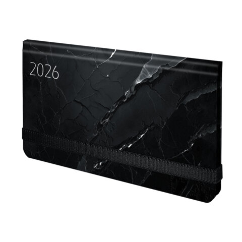 Еженедельник датированный 2026 с резинкой 171х93 мм, BRAUBERG, твердый, УФ-ЛАК, 64 л., "Marble", 117357 - фото 1