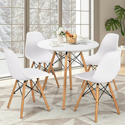 Стол обеденный BRABIX "Eames T-01", круглый, диаметр 80 см, опоры дерево, белый, 532633 - фото 6