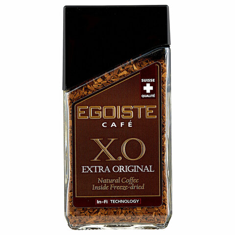 Кофе молотый в растворимом EGOISTE "X.O", 100 г, стеклянная банка, сублимированный, ШВЕЙЦАРИЯ, EG10009008 - фото 2