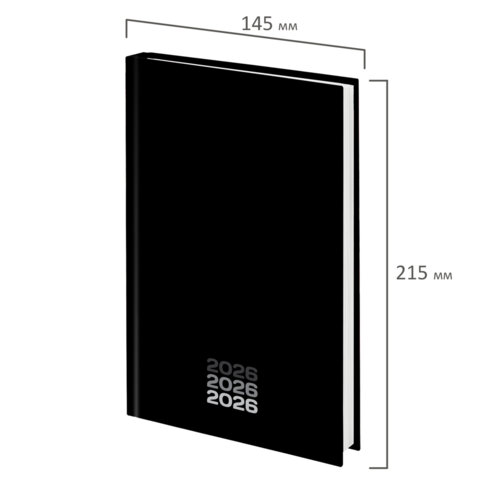 Ежедневник датированный 2026 145х215 мм, А5, STAFF, ламинированная обложка, "Black style", 117325 - фото 2