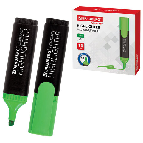 Текстовыделитель BRAUBERG "Contract", ЗЕЛЕНЫЙ, линия 1-5 мм, 150390 - фото 1