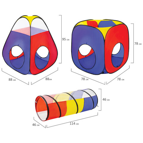 Детская игровая палатка-лабиринт с 2 тоннелями и кубом, 4 в 1, в сумке, BRAUBERG KIDS, 665171 - фото 13