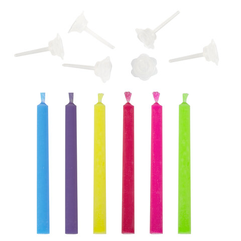 Набор свечей для торта с цветным пламенем 6 шт., 6 см, с держателями, ЗОЛОТАЯ СКАЗКА, 591459 - фото 2