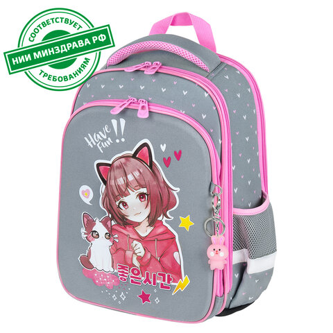 Ранец BRAUBERG QUADRO, 3 отделения, с брелком, "Anime friends", 37х28х18 см, 272022 - фото 21