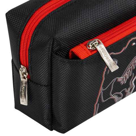 Пенал мягкий BRAUBERG, 2 отделения, полиэстер, "Roar", черный, 21х9х6 см, 272347 - фото 4