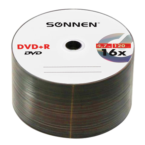 Диски DVD+R (плюс) SONNEN 4,7 Gb, 16x, Cake Box (упаковка на шпиле), КОМПЛЕКТ 50 шт., 512577 - фото 2