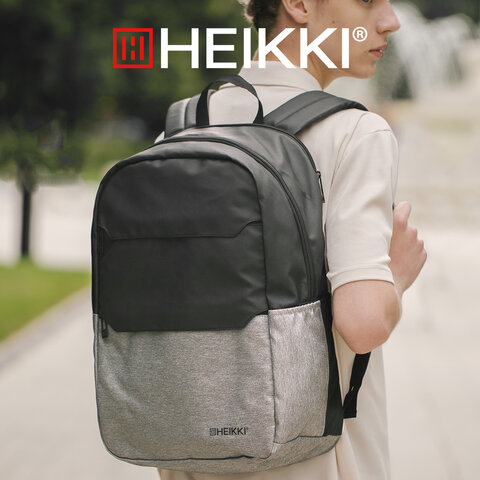 Рюкзак HEIKKI SECTIONS (ХЕЙКИ) универсальный, передние карманы, серый/черный, 46,5х30х17 см, 273908 - фото 14