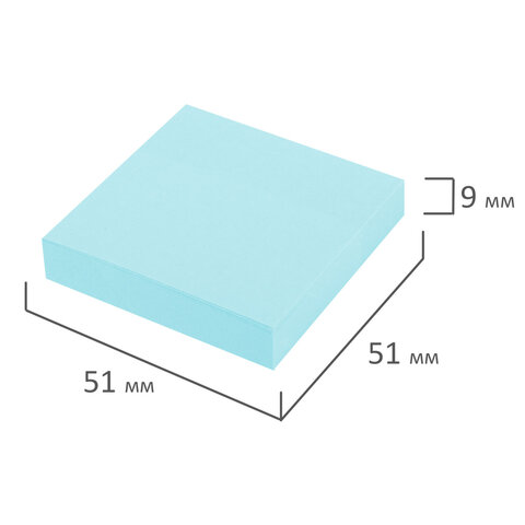 Блок самоклеящийся (стикеры) STAFF STANDARD, ПАСТЕЛЬНЫЙ 51х51 мм, голубой, 100 листов, 116578 - фото 3
