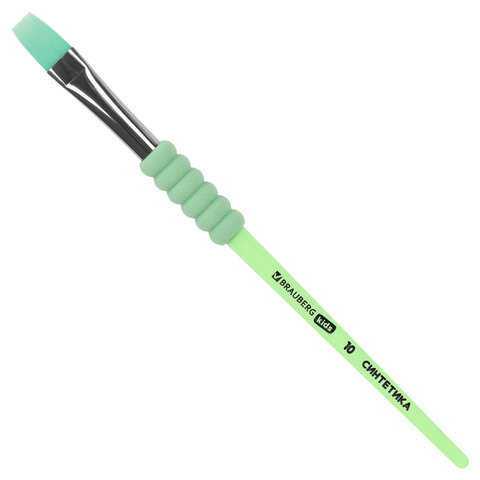 Кисти c EVA-вставкой НАБОР 4 шт. (синтетика круглые №4, 8, 12; плоская №10), блистер BRAUBERG KIDS, 201095 - фото 2