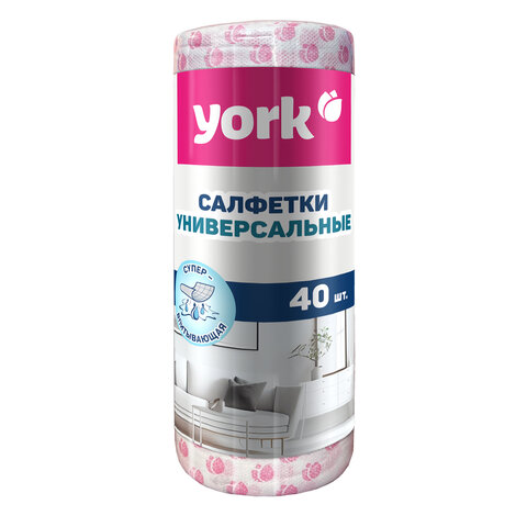 Салфетки ВИСКОЗНЫЕ, "Тюльпан Премиум", 25х40 см, РУЛОН 40 шт., 60г /м2, YORK, 020480 - фото 2