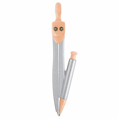 Готовальня BRAUBERG SCHOOL KIT, 9 предметов, циркуль 125 мм, чертежные принадлежности, персиковый цвет, 210715 - фото 6