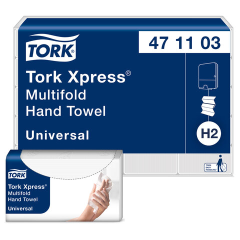 Полотенца бумажные (1 пачка, 190 листов) TORK (H2) UNIVERSAL, 2-слойные, цвет натуральный, 23,4х21,3 см, Z-сложение, 471103 - фото 1