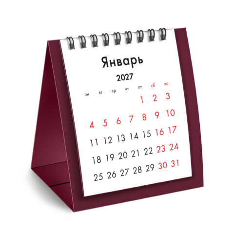 Календарь-домик настольный на гребне, 2027 г., BRAUBERG, 110х120 мм, БОРДОВЫЙ, 118455 - фото 2