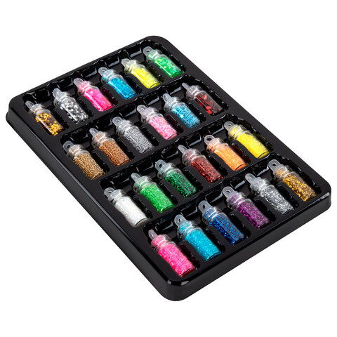 Блестки для декора НАБОР 24 вида по 2 грамма, в стеклянных тубах, ОСТРОВ СОКРОВИЩ, 665680 - фото 5