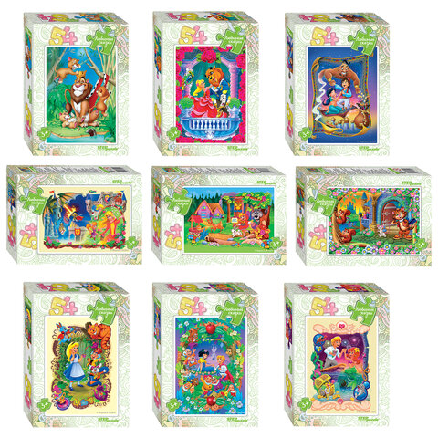 Пазл картонный 54 элемента, "Любимые сказки", АССОРТИ, поле 18х13,5 см, STEP PUZZLE - фото 1