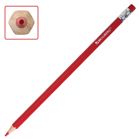 Карандаши цветные стираемые с ластиком BRAUBERG, 12 цветов, шестигранные, 182070 - фото 2