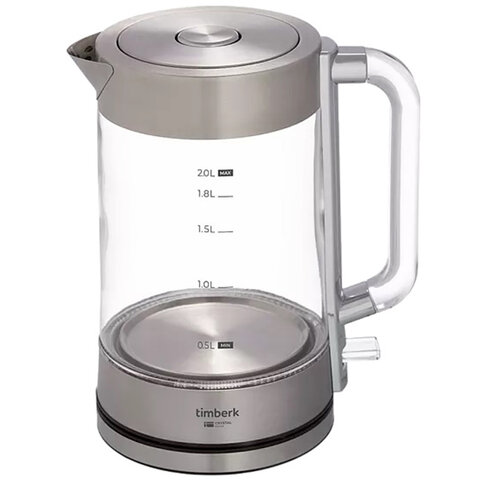 Чайник TIMBERK T-EK27G04, 2 л, 2200 Вт, закрытый нагревательный элемент, стекло, стальной - фото 4