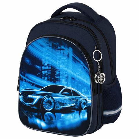 Рюкзак BRAUBERG OPTIMA, 2 отделения, с брелоком, "Night driver", 36х27х18 см, 272096 - фото 1