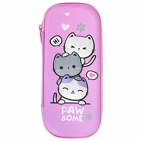 Пенал BRAUBERG, 1 отделение, 1 откидная планка, EVA, 22х10х5 см, "Cat tower", 272334 - фото 2