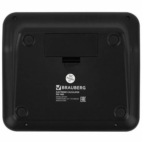 Калькулятор настольный BRAUBERG KW-1000-BK (152x132 мм), 3D-кнопки, 12 разрядов, черный, 272956 - фото 2