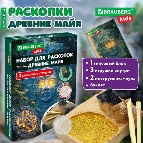 Набор для раскопок "Древние Майя" 16х23 см, инструменты, BRAUBERG KIDS, 665940 - фото 11