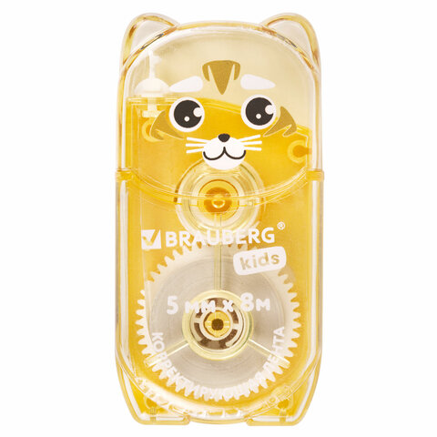 Корректирующая лента BRAUBERG KIDS "ЗВЕРЯТА", 5 мм х 8 м, механизм перемотки, корпус ассорти, блистер, 272499 - фото 3