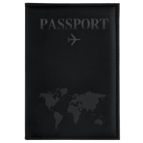 Обложка для паспорта "Passport map", экокожа soft-touch, черная, STAFF, 238760 - фото 2