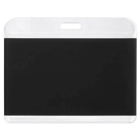 Бейдж горизонтальный для пропуска и ID-карт, 54х85 мм, черный, BRAUBERG ULTRA, 238916 - фото 3