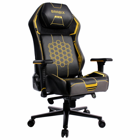 Кресло BRABIX PREMIUM "Tanos GM-180", мультиблок, 4D подлокотники, литой поролон, черное/желтое, 532953 - фото 1