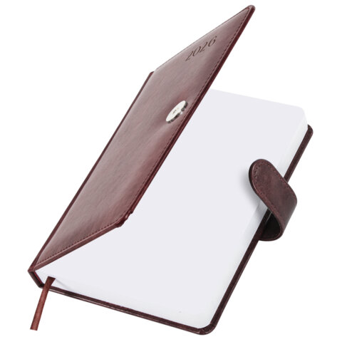 Ежедневник датированный 2026 А5 138x213 мм, BRAUBERG "Legend", под кожу, застежка, коричневый, 117071 - фото 4