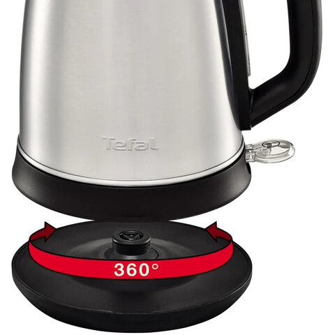 Чайник TEFAL KI270D30, 1,7 л, 2400 Вт, закрытый нагревательный элемент, сталь, серебристый, 7211002374 - фото 6