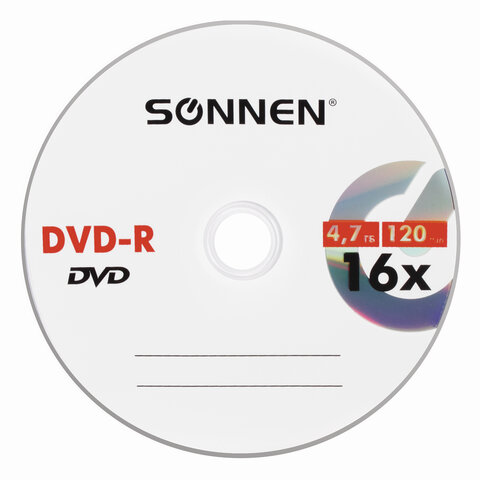 Диски DVD-R SONNEN 4,7 Gb 16x Bulk (термоусадка без шпиля), КОМПЛЕКТ 50 шт., 512574 - фото 2