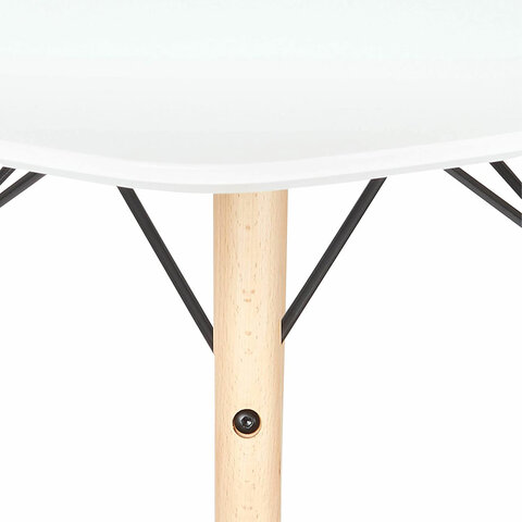 Стол обеденный BRABIX "Eames T-01", круглый, диаметр 80 см, опоры дерево, белый, 532633 - фото 5