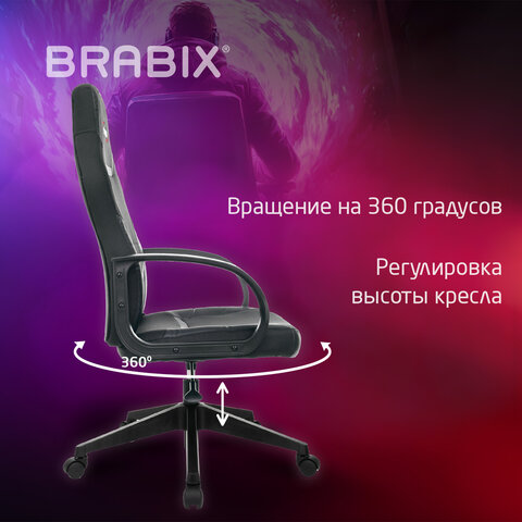 Кресло компьютерное BRABIX "Alpha GM-018", ткань/экокожа, черное, 532636, GM-018_532636 - фото 10