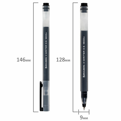 Ручки гелевые BRAUBERG X-WRITER 1800, УВЕЛИЧЕННАЯ ДЛИНА ПИСЬМА 1 800 м, ЧЕРНЫЕ, НАБОР 4 ШТУКИ, стандартный узел 0,5 мм, 144136 - фото 9