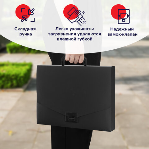 Портфель пластиковый STAFF А4 (320х225х36 мм), без отделений, черный, 229241 - фото 14