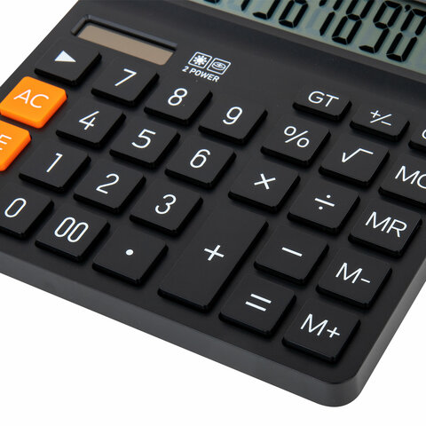 Калькулятор настольный BRAUBERG DIGITAL-12-BK (151х152 мм), 12 разрядов, двойное питание, ЧЕРНЫЙ, 272968 - фото 7