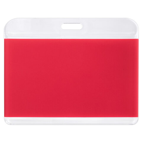 Бейдж горизонтальный для пропуска и ID-карт, 54х85 мм, красный, BRAUBERG ULTRA, 238915 - фото 3