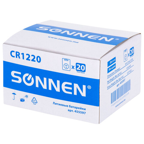 Батарейка литиевая SONNEN Lithium CR1220 "таблетка, дисковая, кнопочная" 1 шт., блистер, 455597 Батарейка литиевая SONNEN Lithium CR1220 "таблетка, дисковая, кнопочная" 1 шт., блистер, 455597 - фото 6