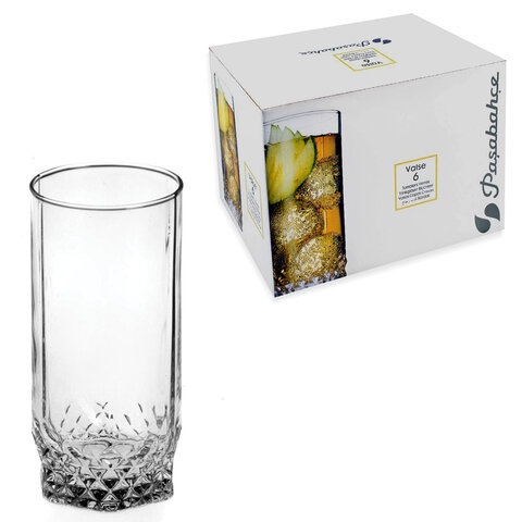 Стакан высокий, объем 290 мл, КОМПЛЕКТ 6 штук, стекло, PASABAHCE "ВАЛЬС", фирменная подарочная упаковка, 42942 - фото 1