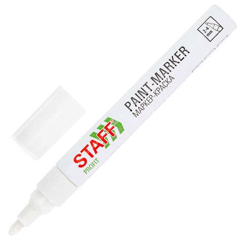Маркер-краска лаковый (paint marker) 2-4 мм, БЕЛЫЙ, НИТРО-ОСНОВА, STAFF PROFIT, для любых поверхностей, 152577 - фото 2