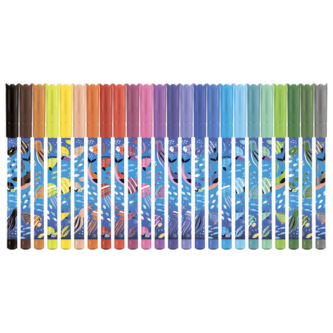 Фломастеры MAPED COLOR'PEPS "Ocean Life", 24 цвета, смываемые, вентилируемый колпачок, 845703 - фото 2